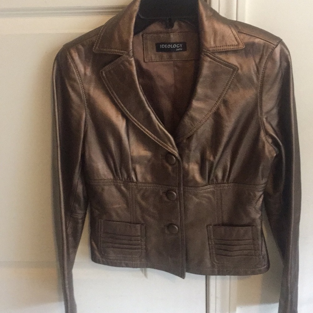 Faux bronze leather jacket